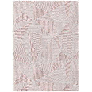 HomeRoots 9' Blush and Pink Geometric Indoor Outdoor Area Rug - Durable, Washable, Modern Design for Any Space 9' X 12' 578506