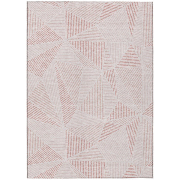 HomeRoots 5' Blush and Pink Geometric Area Rug - Stylish, Machine Washable, Perfect for Indoor and Outdoor Use 10' X 14' 578507