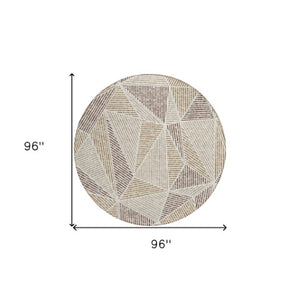 Homeroots 3' Black Charcoal And Gray Geometric Washable Area Rug For Indoor Outdoor Spaces - Durable Design 8' Round Polyester 578510