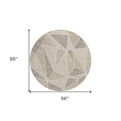 Homeroots 3' Black Charcoal And Gray Geometric Washable Area Rug For Indoor Outdoor Spaces - Durable Design 8' Round Polyester 578510