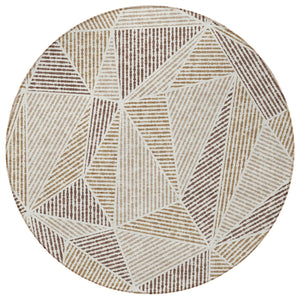 Homeroots 3' Black Charcoal And Gray Geometric Washable Area Rug For Indoor Outdoor Spaces - Durable Design 8' Round Polyester 578510