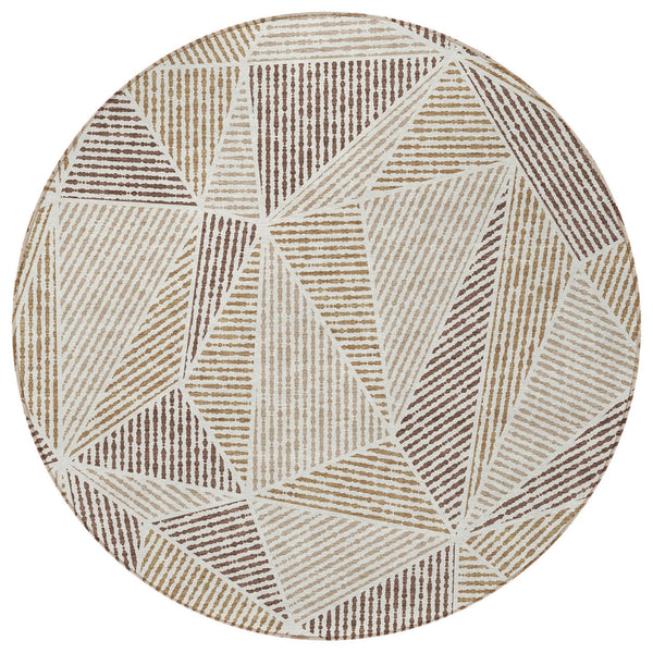 Homeroots 3' Black Charcoal And Gray Geometric Washable Area Rug For Indoor Outdoor Spaces - Durable Design 8' Round Polyester 578510