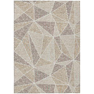 HomeRoots 5' Brown Taupe Beige Geometric Area Rug – Stylish, Washable, Indoor/Outdoor Durability for Any Space 8' X 10' 578511