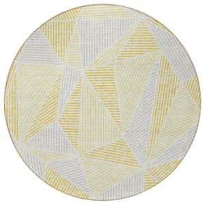 Homeroots 3' Black Charcoal And Gray Geometric Washable Area Rug For Indoor Outdoor Spaces - Durable Design 8' Round Polyester 578516