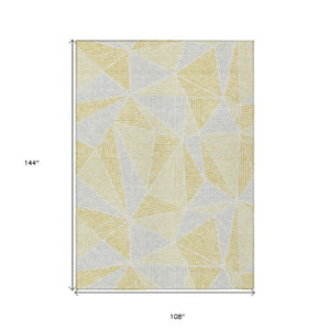 Homeroots 3' Black Charcoal And Gray Geometric Washable Area Rug For Indoor Outdoor Spaces - Durable Design 9' X 12' Polyester 578518