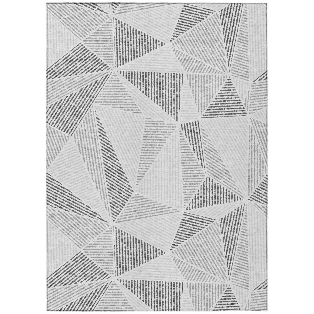 HomeRoots 9' Gray Charcoal and Silver Geometric Area Rug - Stylish, Washable, Indoor-Outdoor Versatility for Homes 9' X 12' 578524
