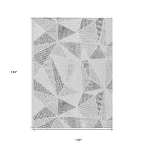 Homeroots 3' Black Charcoal And Gray Geometric Washable Area Rug For Indoor Outdoor Spaces - Durable Design 9' X 12' Polyester 578524