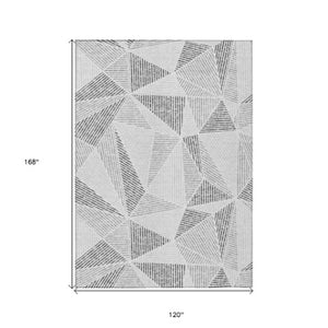 Homeroots 3' Black Charcoal And Gray Geometric Washable Area Rug For Indoor Outdoor Spaces - Durable Design 10' X 14' Polyester 578525