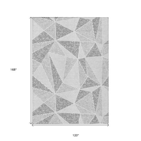 Homeroots 3' Black Charcoal And Gray Geometric Washable Area Rug For Indoor Outdoor Spaces - Durable Design 10' X 14' Polyester 578525