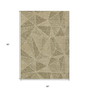 Homeroots 3' Black Charcoal And Gray Geometric Washable Area Rug For Indoor Outdoor Spaces - Durable Design 5' X 8' Polyester 578527