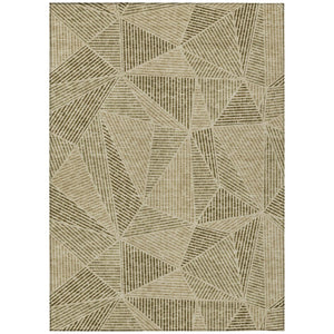 HomeRoots 9' Khaki Brown and Beige Geometric Area Rug - Stylish, Washable, Durable for Indoor and Outdoor Use 9' X 12' 578530