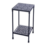 Lana Square Bone Inlay & Metal Side Table 5785318 Black and White Butler Specialty