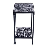 Lana Square Bone Inlay & Metal Side Table 5785318 Black and White Butler Specialty