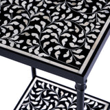 Lana Square Bone Inlay & Metal Side Table 5785318 Black and White Butler Specialty