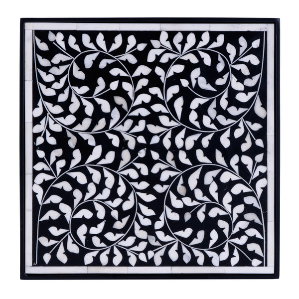 Lana Square Bone Inlay & Metal Side Table 5785318 Black and White Butler Specialty