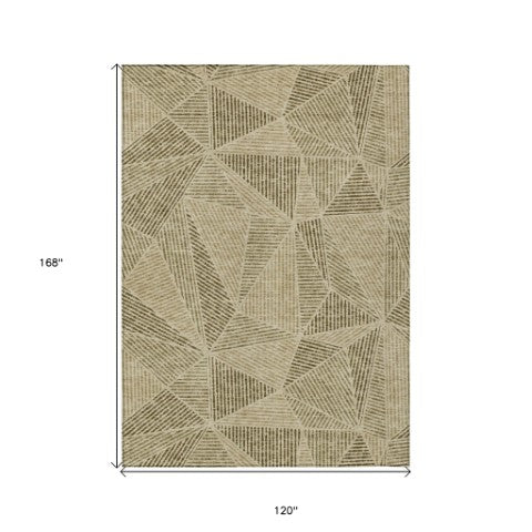 Homeroots 3' Black Charcoal And Gray Geometric Washable Area Rug For Indoor Outdoor Spaces - Durable Design 10' X 14' Polyester 578531