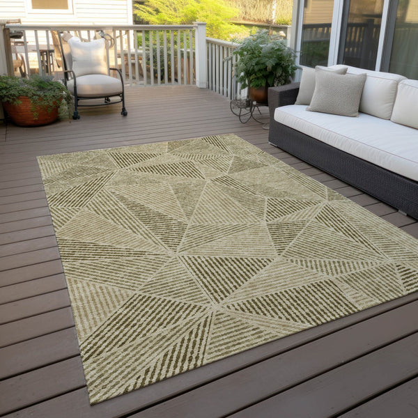 Homeroots 3' Black Charcoal And Gray Geometric Washable Area Rug For Indoor Outdoor Spaces - Durable Design 10' X 14' Polyester 578531