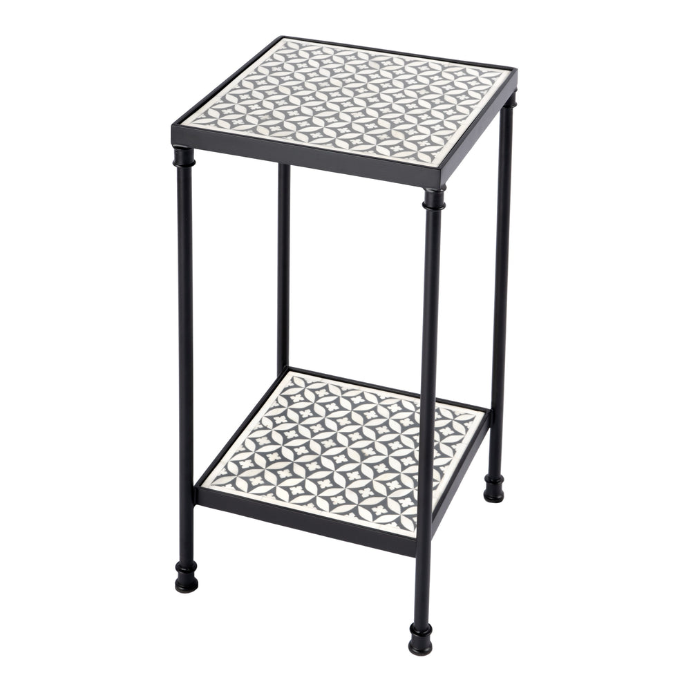 Butler Specialty Lana Handcrafted Bone Inlay Side Table – A Stunning Blend Of Art And Function For Any Space Gray Metal,Resin,Bone Inlay 5785321-butler