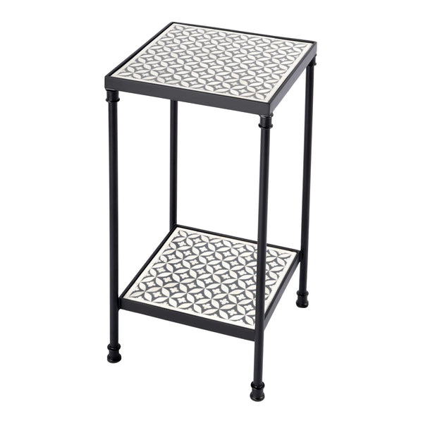 Butler Specialty Lana Handcrafted Bone Inlay Side Table – A Stunning Blend Of Art And Function For Any Space Gray Metal,Resin,Bone Inlay 5785321-butler