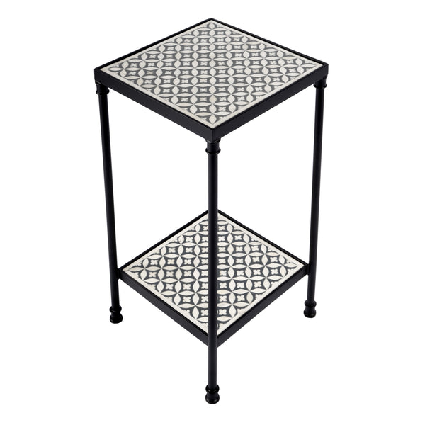 Butler Specialty Lana Handcrafted Bone Inlay Side Table – A Stunning Blend Of Art And Function For Any Space Gray Metal,Resin,Bone Inlay 5785321-butler
