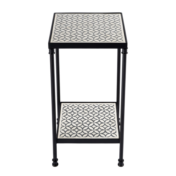 Butler Specialty Lana Handcrafted Bone Inlay Side Table – A Stunning Blend Of Art And Function For Any Space Gray Metal,Resin,Bone Inlay 5785321-butler