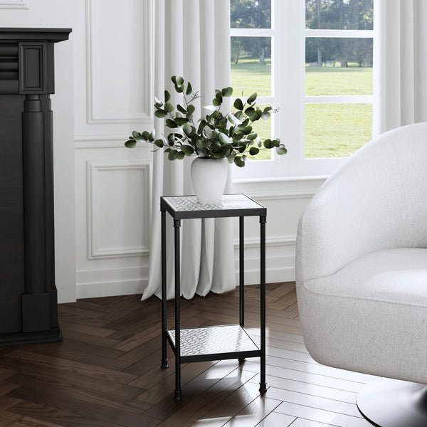 Butler Specialty Lana Handcrafted Bone Inlay Side Table – A Stunning Blend Of Art And Function For Any Space Gray Metal,Resin,Bone Inlay 5785321-butler