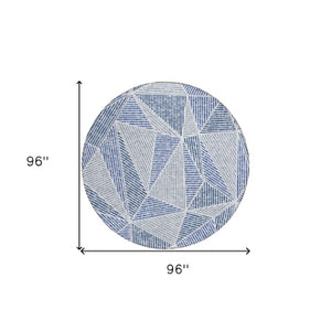 Homeroots 3' Black Charcoal And Gray Geometric Washable Area Rug For Indoor Outdoor Spaces - Durable Design 8' Round Polyester 578534