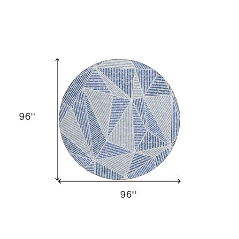 Homeroots 3' Black Charcoal And Gray Geometric Washable Area Rug For Indoor Outdoor Spaces - Durable Design 8' Round Polyester 578534