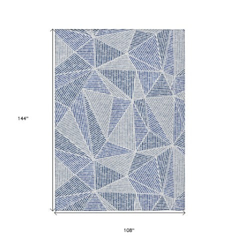 Homeroots 3' Black Charcoal And Gray Geometric Washable Area Rug For Indoor Outdoor Spaces - Durable Design 9' X 12' Polyester 578536