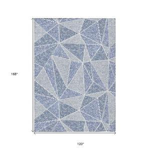 Homeroots 3' Black Charcoal And Gray Geometric Washable Area Rug For Indoor Outdoor Spaces - Durable Design 10' X 14' Polyester 578537