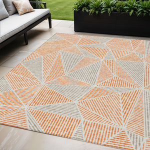 Homeroots 3' Black Charcoal And Gray Geometric Washable Area Rug For Indoor Outdoor Spaces - Durable Design 5' X 8' Polyester 578539