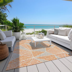 Homeroots 3' Black Charcoal And Gray Geometric Washable Area Rug For Indoor Outdoor Spaces - Durable Design 5' X 8' Polyester 578539