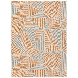 HomeRoots 5' Geometric Indoor Outdoor Area Rug in Orange, Gray, and Silver – Durable, Stylish, Machine Washable! 5' X 8' 578539