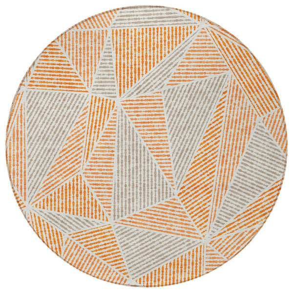 Homeroots 3' Black Charcoal And Gray Geometric Washable Area Rug For Indoor Outdoor Spaces - Durable Design 8' Round Polyester 578540