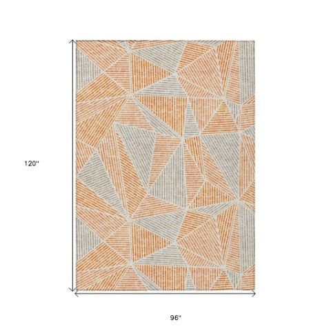 Homeroots 3' Black Charcoal And Gray Geometric Washable Area Rug For Indoor Outdoor Spaces - Durable Design 8' X 10' Polyester 578541