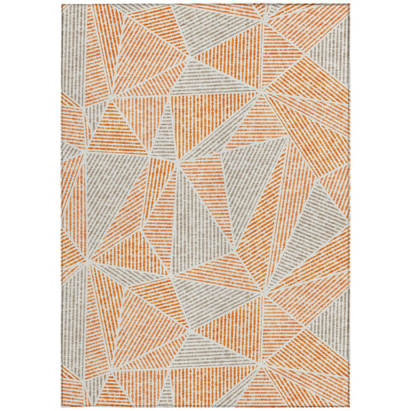 Homeroots 3' Black Charcoal And Gray Geometric Washable Area Rug For Indoor Outdoor Spaces - Durable Design 8' X 10' Polyester 578541