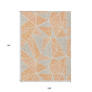 Homeroots 3' Black Charcoal And Gray Geometric Washable Area Rug For Indoor Outdoor Spaces - Durable Design 9' X 12' Polyester 578542