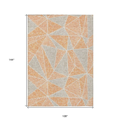 Homeroots 3' Black Charcoal And Gray Geometric Washable Area Rug For Indoor Outdoor Spaces - Durable Design 9' X 12' Polyester 578542