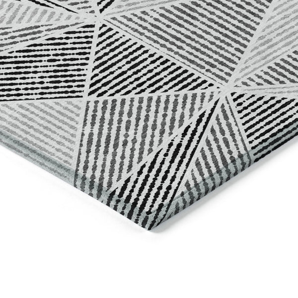 Homeroots 3' Black Charcoal And Gray Geometric Washable Area Rug For Indoor Outdoor Spaces - Durable Design 3' X 5' Polyester 578544