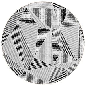 HomeRoots 5' Geometric Pewter and Charcoal Indoor-Outdoor Area Rug for Stylish, Durable Décor Solutions 8' Round 578546