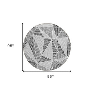 Homeroots 3' Black Charcoal And Gray Geometric Washable Area Rug For Indoor Outdoor Spaces - Durable Design 8' Round Polyester 578546