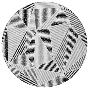 Homeroots 3' Black Charcoal And Gray Geometric Washable Area Rug For Indoor Outdoor Spaces - Durable Design 8' Round Polyester 578546