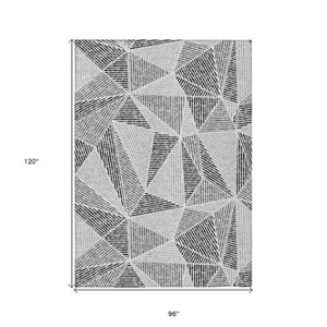Homeroots 3' Black Charcoal And Gray Geometric Washable Area Rug For Indoor Outdoor Spaces - Durable Design 8' X 10' Polyester 578547