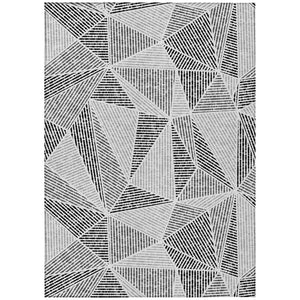HomeRoots 5' Geometric Pewter and Charcoal Indoor-Outdoor Area Rug for Stylish, Durable Décor Solutions 8' X 10' 578547