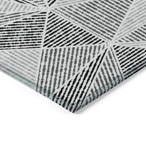 Homeroots 3' Black Charcoal And Gray Geometric Washable Area Rug For Indoor Outdoor Spaces - Durable Design 8' X 10' Polyester 578547