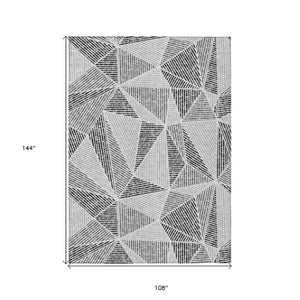Homeroots 3' Black Charcoal And Gray Geometric Washable Area Rug For Indoor Outdoor Spaces - Durable Design 9' X 12' Polyester 578548