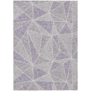 HomeRoots 5' Modern Purple Lilac and Silver Geometric Washable Rug for Stylish Indoor and Outdoor Spaces 5' X 8' 578551
