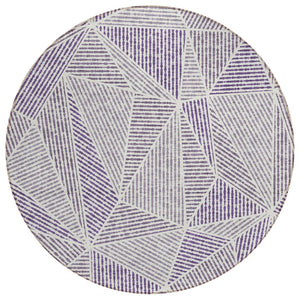HomeRoots 5' Modern Purple Lilac and Silver Geometric Washable Rug for Stylish Indoor and Outdoor Spaces 8' Round 578552