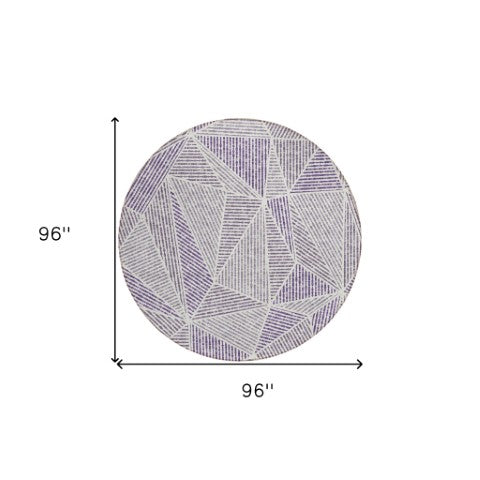 Homeroots 3' Black Charcoal And Gray Geometric Washable Area Rug For Indoor Outdoor Spaces - Durable Design 8' Round Polyester 578552