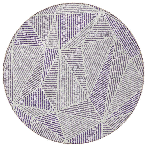 Homeroots 3' Black Charcoal And Gray Geometric Washable Area Rug For Indoor Outdoor Spaces - Durable Design 8' Round Polyester 578552